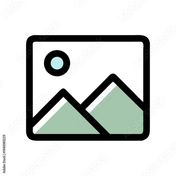 Obraz Minimalist Mountain Landscape with Moon in Pastel Colors on Black Background