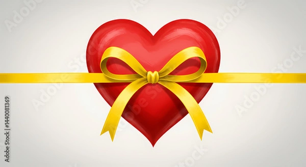 Obraz Red Heart with Yellow Ribbon