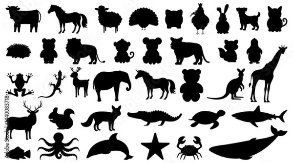 Obraz A delightful collection featuring various Animal Silhouettes ideal for creative projects
