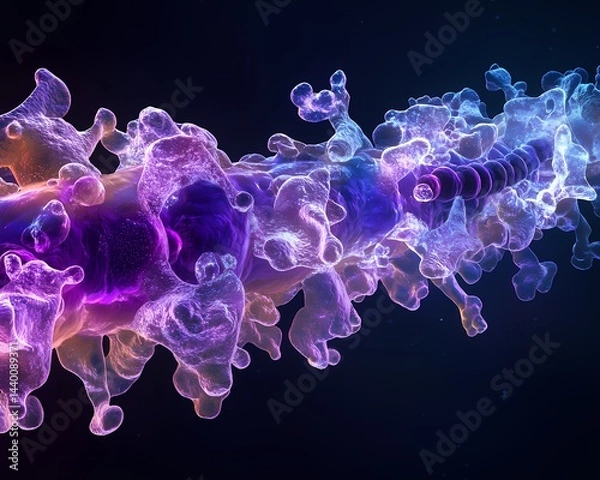Obraz An abstract rendering of a biological structure with purple and blue hues against a dark background