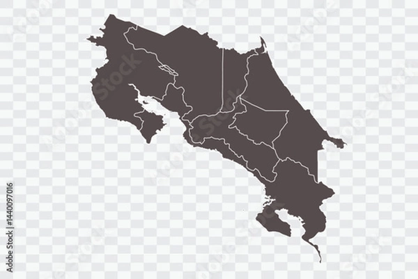 Fototapeta Costa Rica Map Minimalist High-Quality PNG Ash Color on Transparent Background Perfect for presentations infographics educational materials and graphic design projects