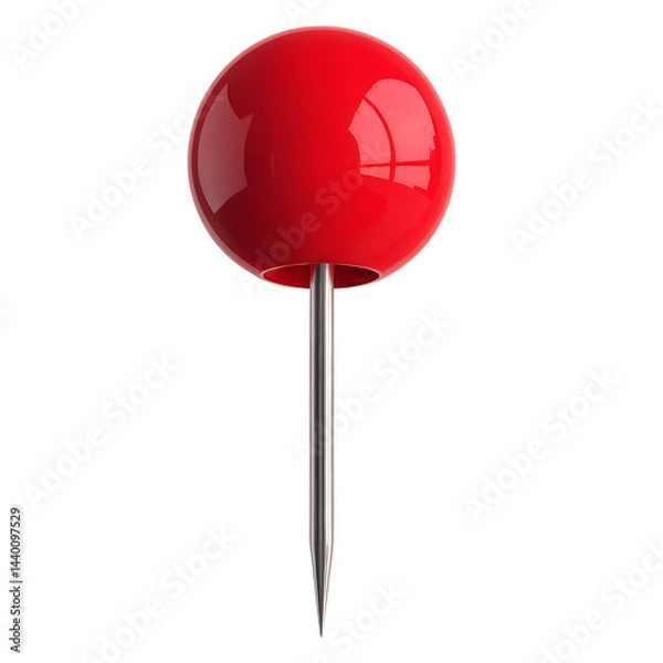 Obraz Red push pin isolated on transparent background