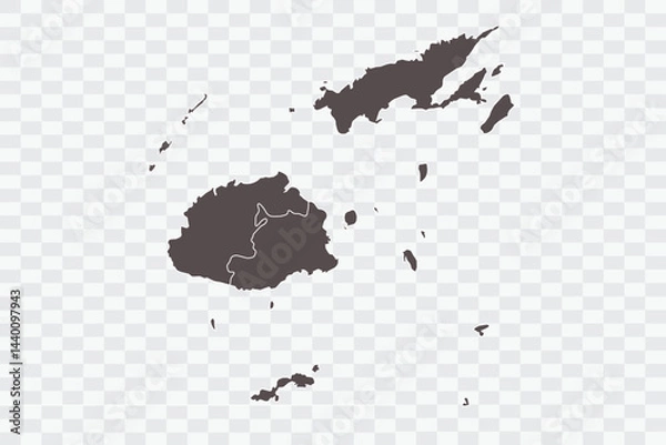 Fototapeta Fiji Map Minimalist High-Quality PNG Ash Color on Transparent Background Perfect for presentations infographics educational materials and graphic design projects