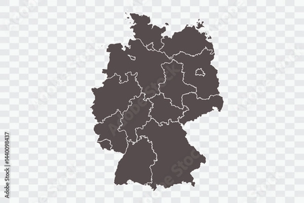Fototapeta Germany Map Minimalist High-Quality PNG Ash Color on Transparent Background Perfect for presentations infographics educational materials and graphic design projects