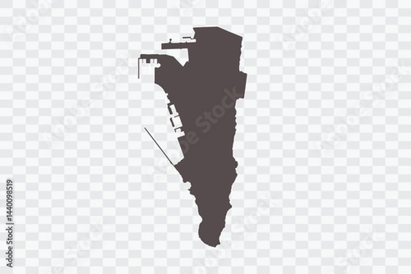 Fototapeta Gibraltar Map Minimalist High-Quality PNG Ash Color on Transparent Background Perfect for presentations infographics educational materials and graphic design projects