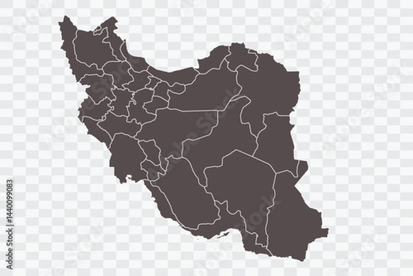 Fototapeta Iran Map Minimalist High-Quality PNG Ash Color on Transparent Background Perfect for presentations infographics educational materials and graphic design projects