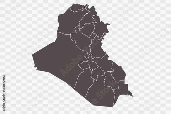 Fototapeta Iraq Map Minimalist High-Quality PNG Ash Color on Transparent Background Perfect for presentations infographics educational materials and graphic design projects