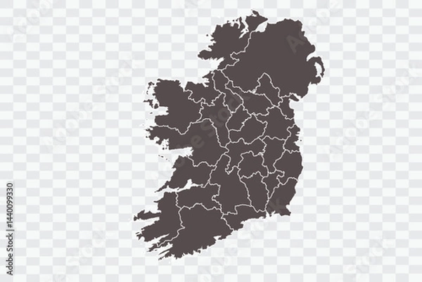 Fototapeta Ireland Map Minimalist High-Quality PNG Ash Color on Transparent Background Perfect for presentations infographics educational materials and graphic design projects