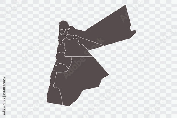 Fototapeta Jordan Map Minimalist High-Quality PNG Ash Color on Transparent Background Perfect for presentations infographics educational materials and graphic design projects