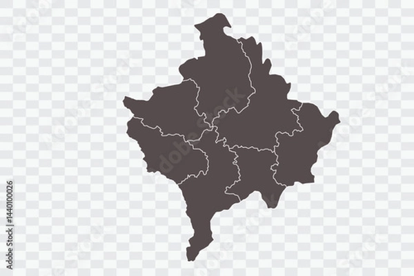 Fototapeta Kosovo Map Minimalist  High-Quality PNG  Ash Color on Transparent Background Perfect for presentations infographics educational materials and graphic design projects