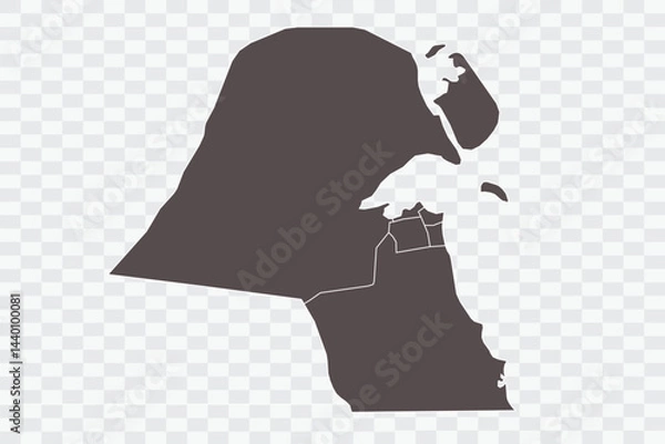 Fototapeta Kuwait Map Minimalist  High-Quality PNG  Ash Color on Transparent Background Perfect for presentations infographics educational materials and graphic design projects