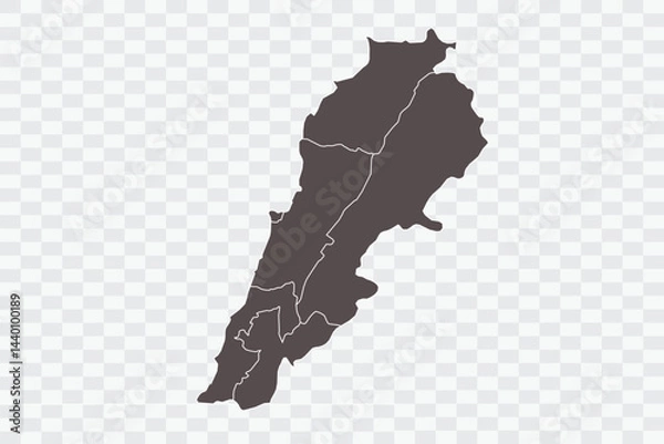 Fototapeta Lebanon Map Minimalist  High-Quality PNG  Ash Color on Transparent Background Perfect for presentations infographics educational materials and graphic design projects