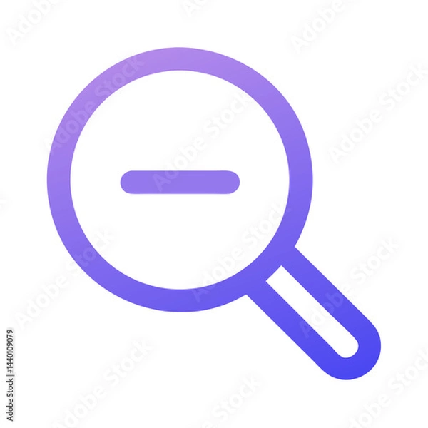 Fototapeta Subtract Magnifier Icon with Purple Gradient on Black Background for Website and App