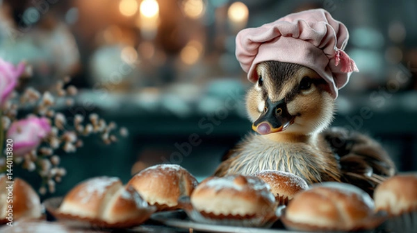 Fototapeta Duckling baking buns