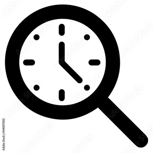 Obraz Time Management Search Icon Magnifying Glass with Clock Symbol Vector