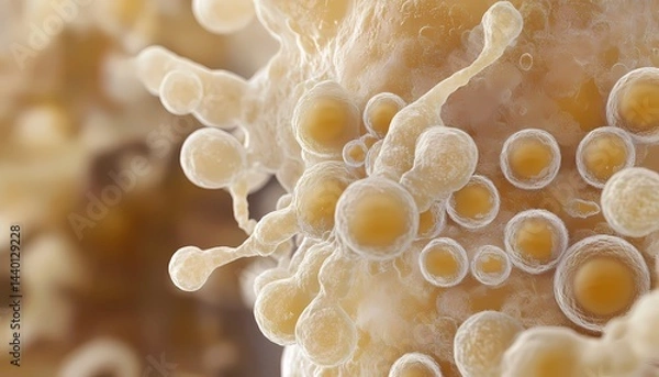Fototapeta A close up view of budding yeast cells showing the process of asexual reproduction and cell division