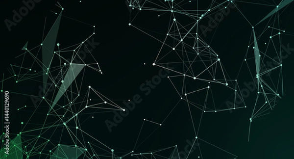 Fototapeta Abstract network glowing green digital connections futuristic design