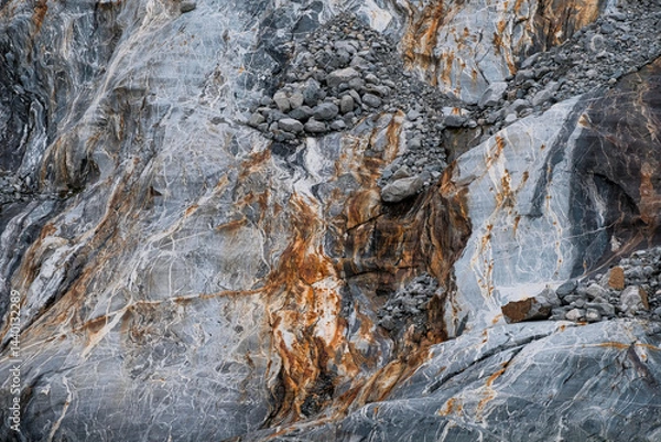 Fototapeta Detailed rock face in Endicott Arm, Alaska