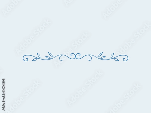 Obraz Elegant Blue Floral Divider:  A delicate and graceful blue floral divider with intricate details creates a stylish and elegant border.  Perfect for enhancing visual appeal of any design.