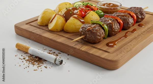 Fototapeta Healthy Eating vs. Smoking: A Visual Comparison of Lifestyle Choices