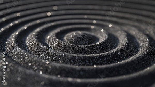 Fototapeta Black sand with a wavy ripple pattern.
