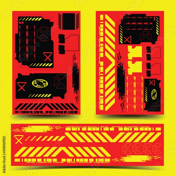 Obraz y2k 2000s scifi cyberpunk retro-futuristic layout template set dashboard for ux-ui application, 2d vector illustration 