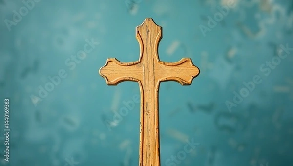 Fototapeta Aged Cross, Good Friday Reflection, Vintage Style