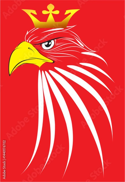 Fototapeta white and red composition with eagle's head in the middle
