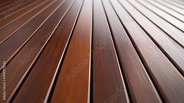 Fototapeta Parallel wooden planks with varying shades of brown run diagonally across the frame.