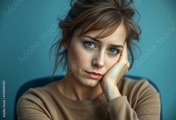 Obraz Tired female with dark circles