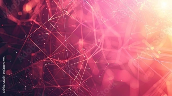 Obraz Abstract red blue polygon tech network with connect technology background, Abstract dots and lines texture background