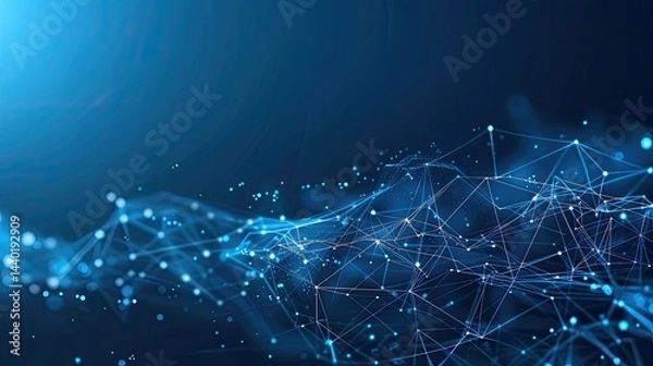 Obraz Abstract red blue polygon tech network with connect technology background, Abstract dots and lines texture background