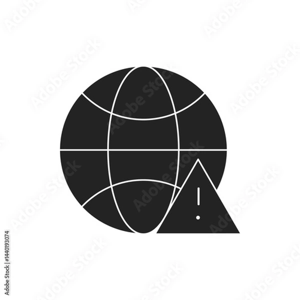 Fototapeta Black isolated outlined illustration of earth network and exclamation mark. Vector icon in flat style