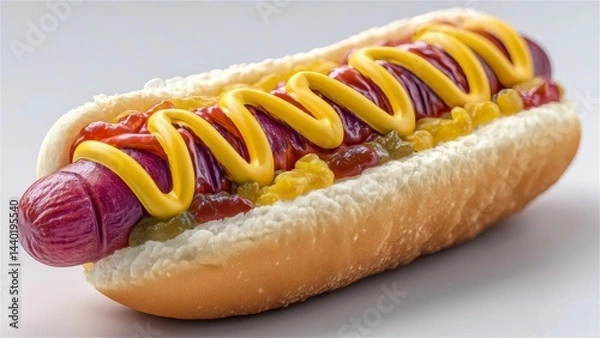 Obraz Hot Dog with Golden Bun and Sausage