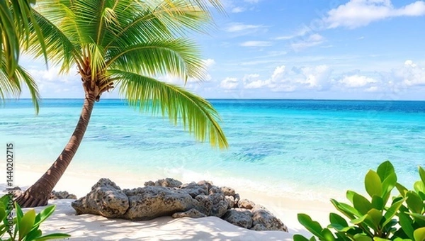 Obraz Tropical Island-Inspired Design for Online Store - Blank Space for Products