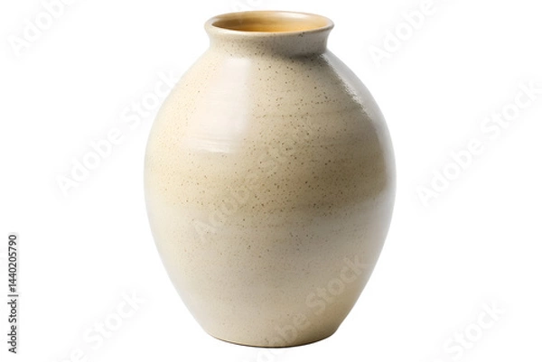 Fototapeta Close up of a ceramic vase with a round shape on a backdrop isolated on transparent background