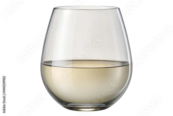 Fototapeta Clear stemless glass filled with a light colored liquid isolated on transparent background