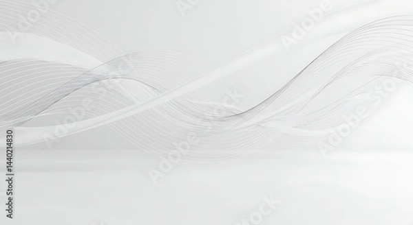 Obraz A sophisticated abstract background featuring delicate, flowing white and light gray waves that create a sense of movement and subtle depth.