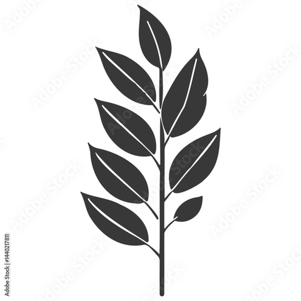 Fototapeta Stylized Leaf Branch Illustration: Simple Botanical Element on Plain Background