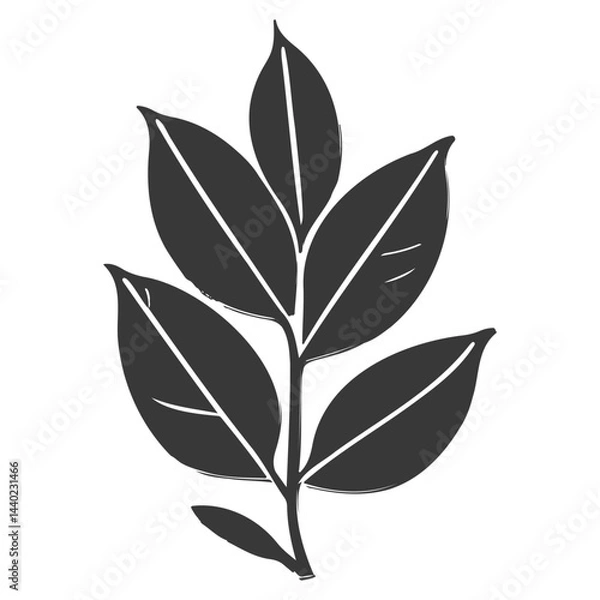 Fototapeta Stylized botanical illustration of leaves on a branch for nature themes
