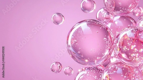 Obraz   A multitude of bubbles bobbing atop a vibrant surface, with myriad additional bubbles floating above