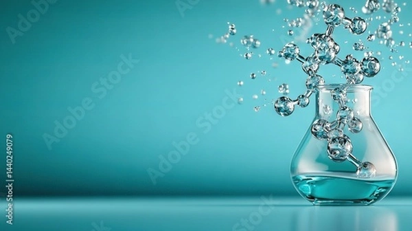 Fototapeta   A glass vase filled with water, with bubbles forming on both the top and bottom
