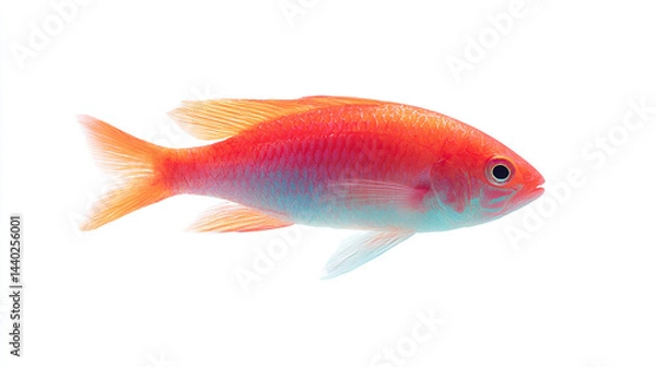 Obraz Vibrant red and pink tropical fish isolated on white background perfect for aquarium or marine life on transparent background up