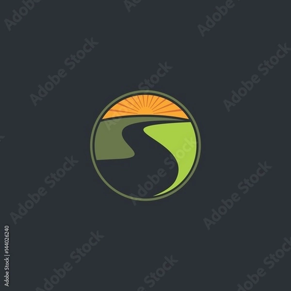 Obraz green boulevard with sunrise background