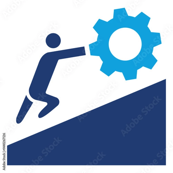 Fototapeta Challenge Flat Blue Icon