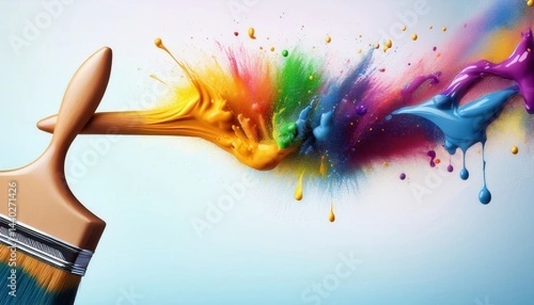 Obraz Firefly Purim celebration bursts with vibrant colors pouring from a paintbrush creating a joyful atmosphere