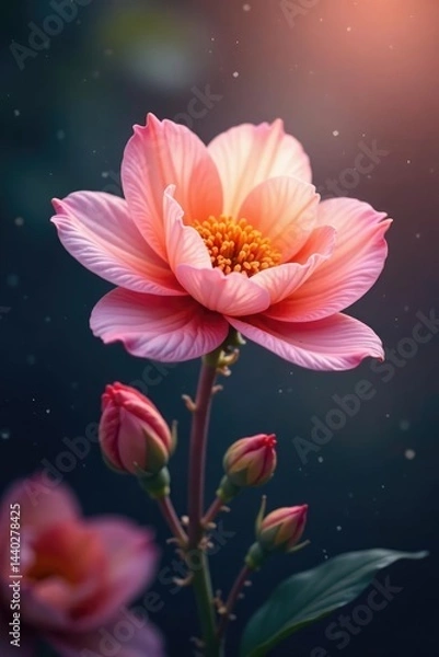 Fototapeta Single flower with delicate texture and light, flowers, petals, colorful flowers