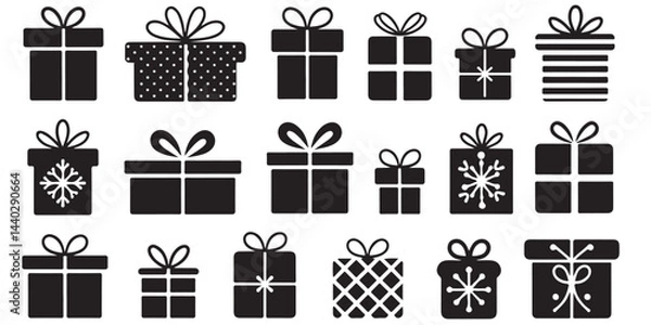 Obraz set of gift, box, present, surprise, christmas gift icon outline silhouette	
