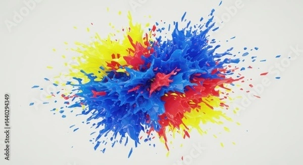 Obraz Colorful Paint Splashes On A White Background
