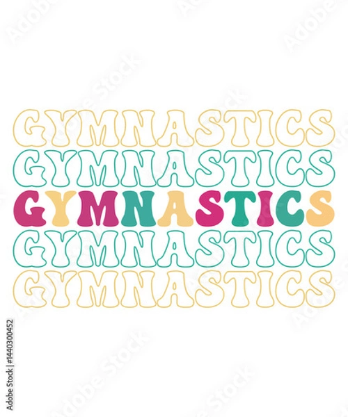 Fototapeta GYMNASTICS Groovy SVG, Bundle, hippie svg, aesthetic svg, inspirational svg, motivational svg, trendy svg, retro svg, svg files wavy text